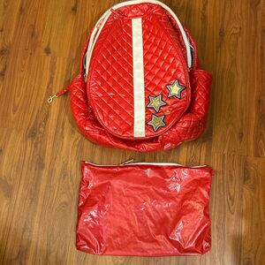 Oliver Thomas 24 + 7 red quilted tennis bag backpack with custom stars